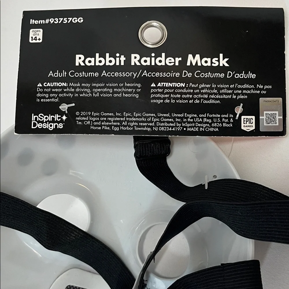 Fortnite Rabbit Raider Mask - White, Purple, Yellow Accents